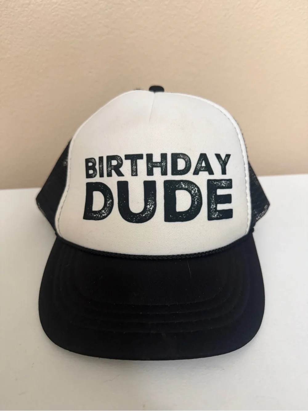 Kids Birthday Dude Black & White Trucker Hat